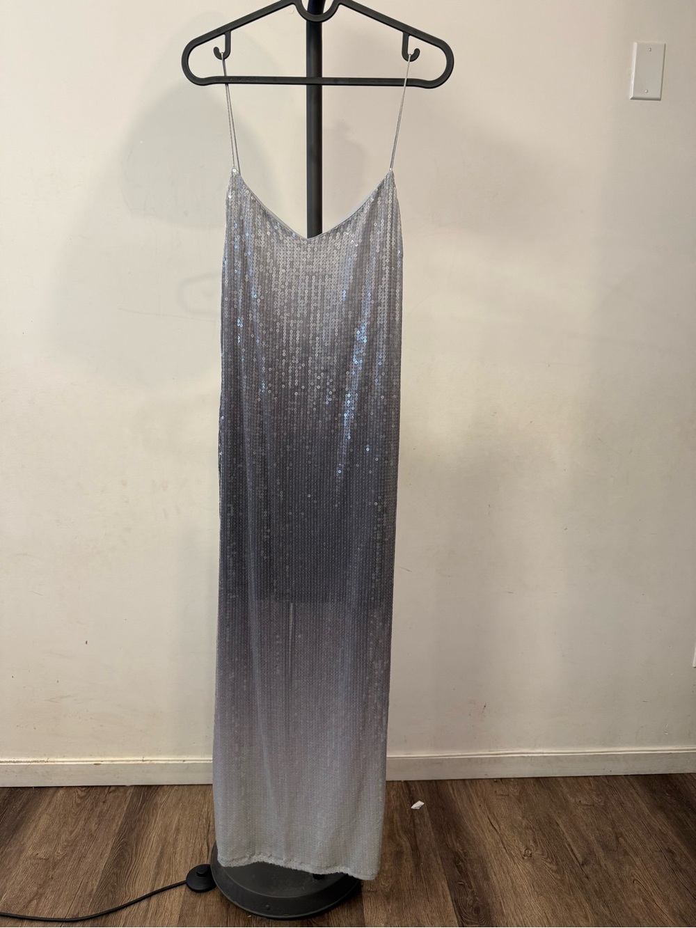 Zara Silver Sequin Slip Dress